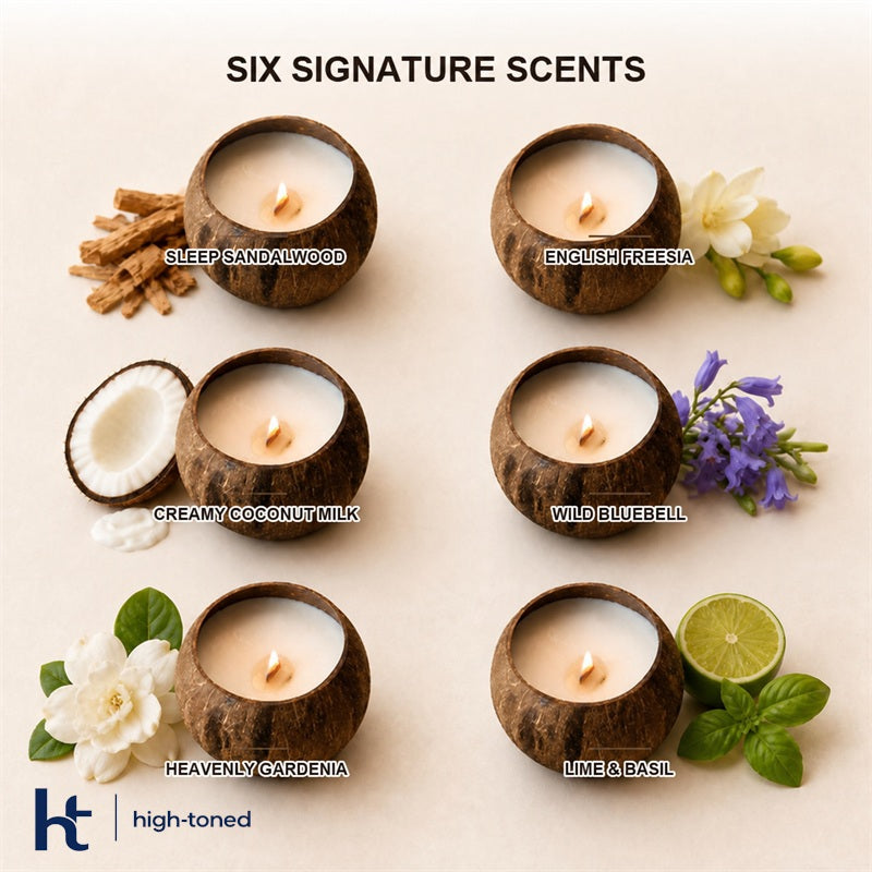 Scented Candle – Natural Coconut Shell Wooden Wick Candle