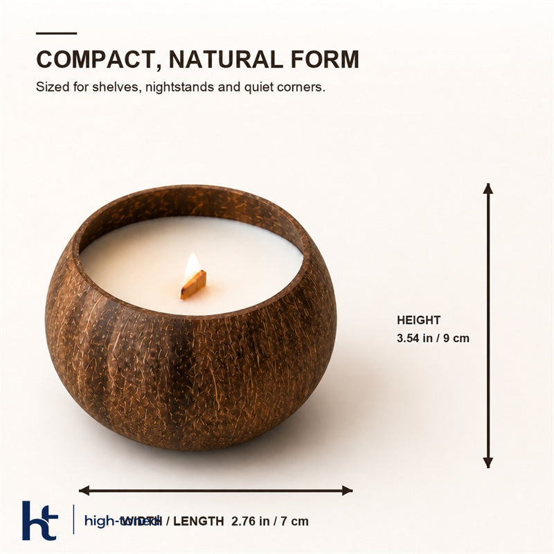 Scented Candle – Natural Coconut Shell Wooden Wick Candle
