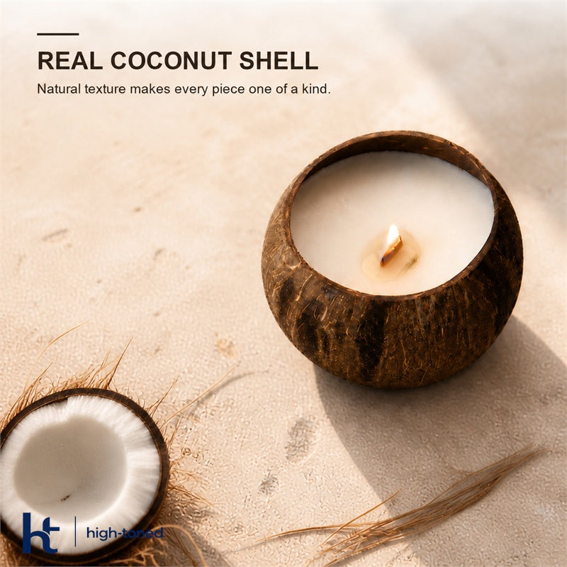 Scented Candle – Natural Coconut Shell Wooden Wick Candle