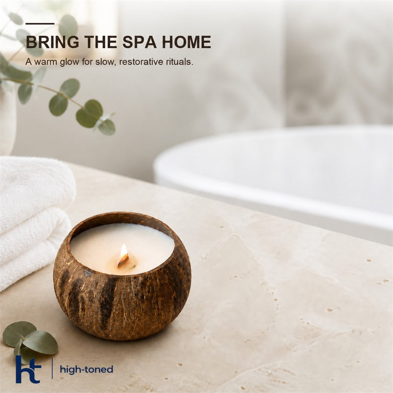 Scented Candle – Natural Coconut Shell Wooden Wick Candle