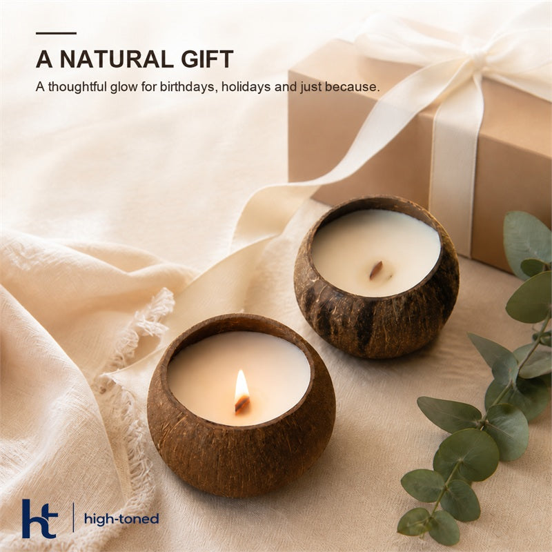 Scented Candle – Natural Coconut Shell Wooden Wick Candle