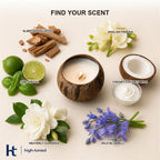 Scented Candle – Natural Coconut Shell Wooden Wick Candle