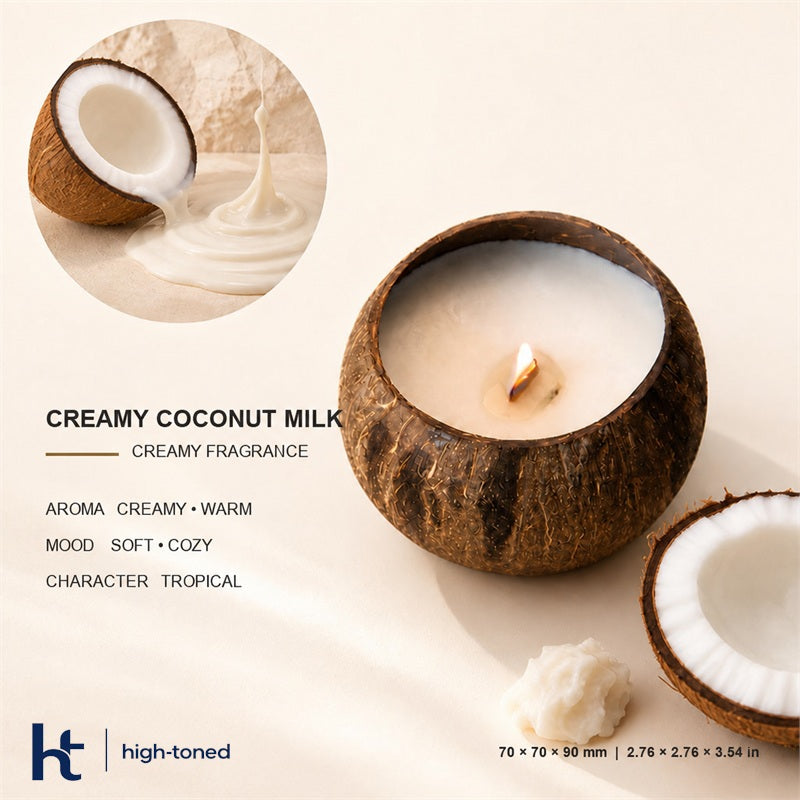 Scented Candle – Natural Coconut Shell Wooden Wick Candle