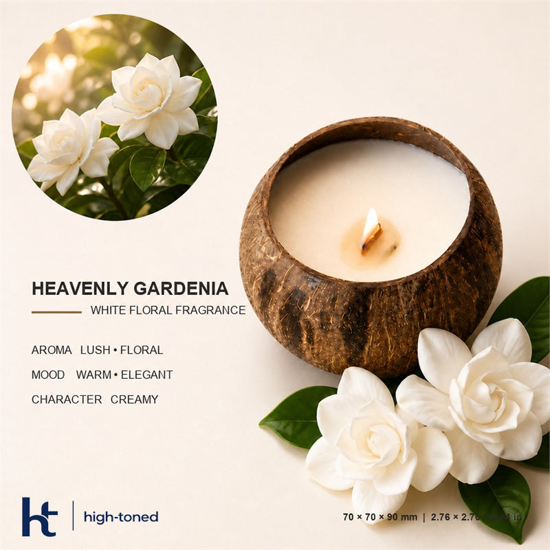Scented Candle – Natural Coconut Shell Wooden Wick Candle